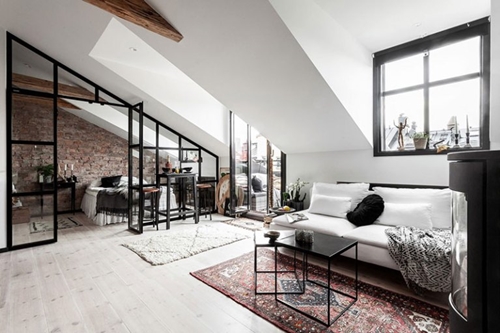 ruda chata-blog-wnętrza w stylu skandynawskim-miksowanie stylów-scandi loft-mieszkanie na poddaszu